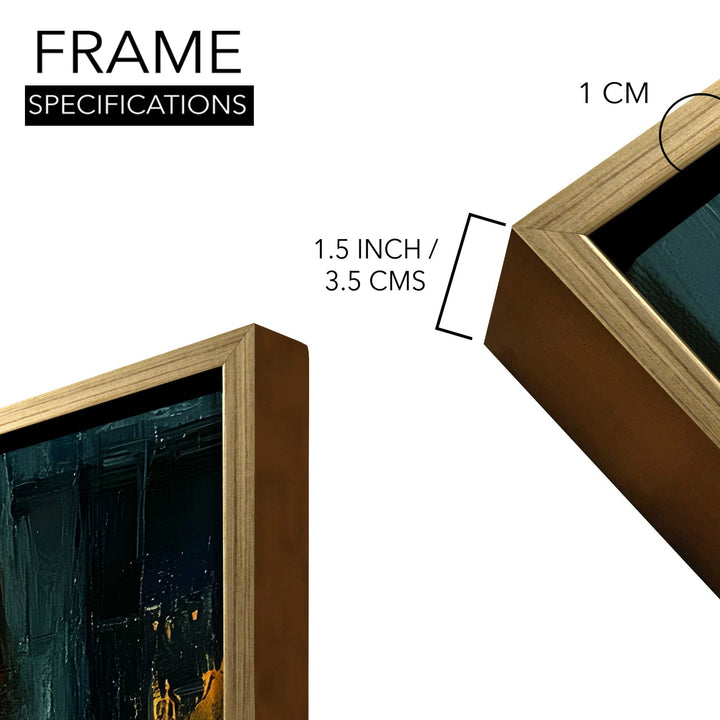 Rain-soaked bakery with reflections on pavement Wall Art, HD Canvas Print, Golden Floater Framed, Ready to Hang, (36 In x 48 In) (CAFE-WA-02)