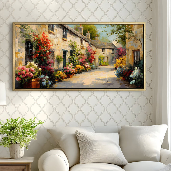 Cotswold Lane Blossoms Wall Art, HD Canvas Print, Golden Floater Framed, Ready to Hang, (24 In x 48 In) (EURP-WA-11)
