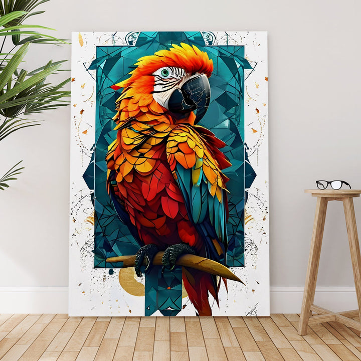 Parrot Prism Wall Art Painting, HD Canvas Print, Framed, Ready to Hang. (POMWA309)