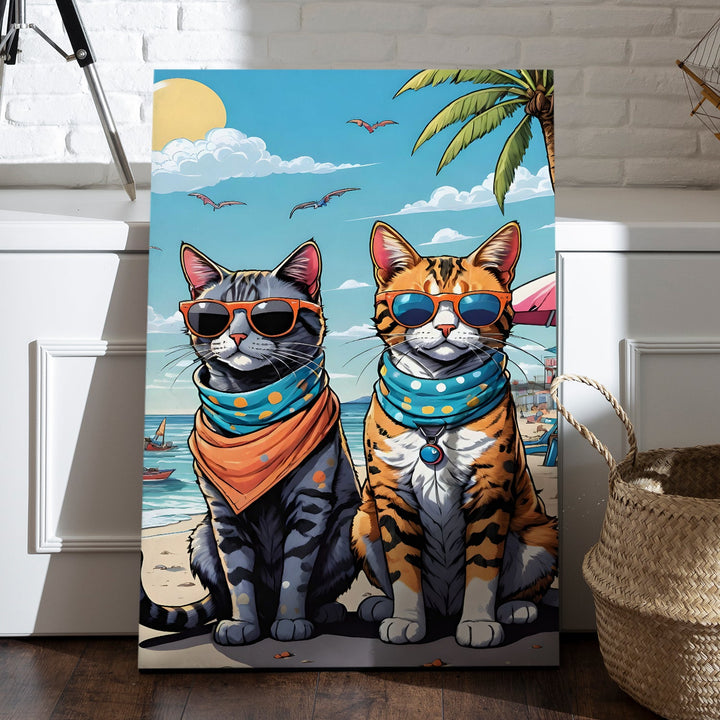 Meowjito Vibes Wall Art Painting, HD Canvas Print, Framed, Ready to Hang. (POMWA294)