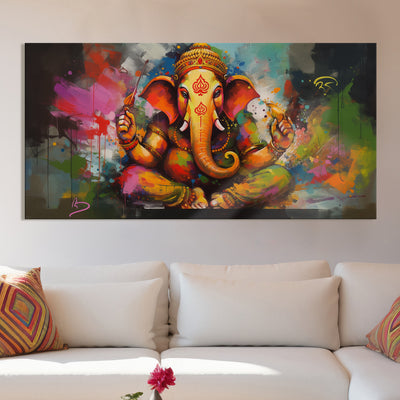 Lord Ganesha Canvas Painting Framed For Home and office Wall decoration