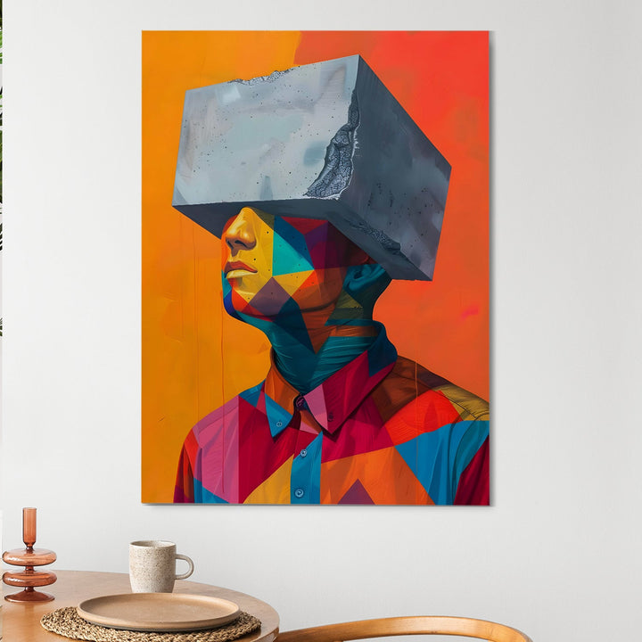 Mind Block – Abstract Surreal Portrait Wall Art, HD Canvas Print, Framed, Ready to Hang. (POMWA324)
