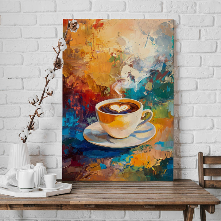 Latte Whispers Wall Art Painting, HD Canvas Print, Framed, Ready to Hang. (KTCWA64)