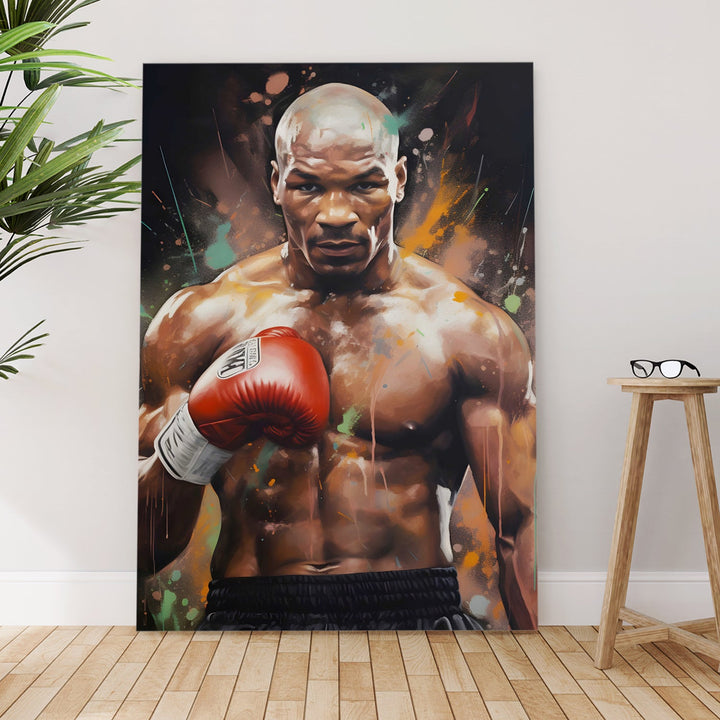 Boxing Legend - Powerful Portrait of a Fighter with Red Gloves Wall Art, HD Canvas Print, Framed, Ready to Hang. (POMWA344)