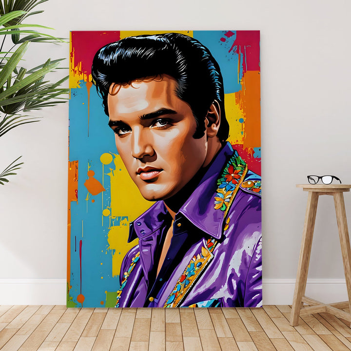 Purple Rhythm – Elvis in Pop Wall Art Painting, HD Canvas Print, Framed, Ready to Hang. (POMWA316)