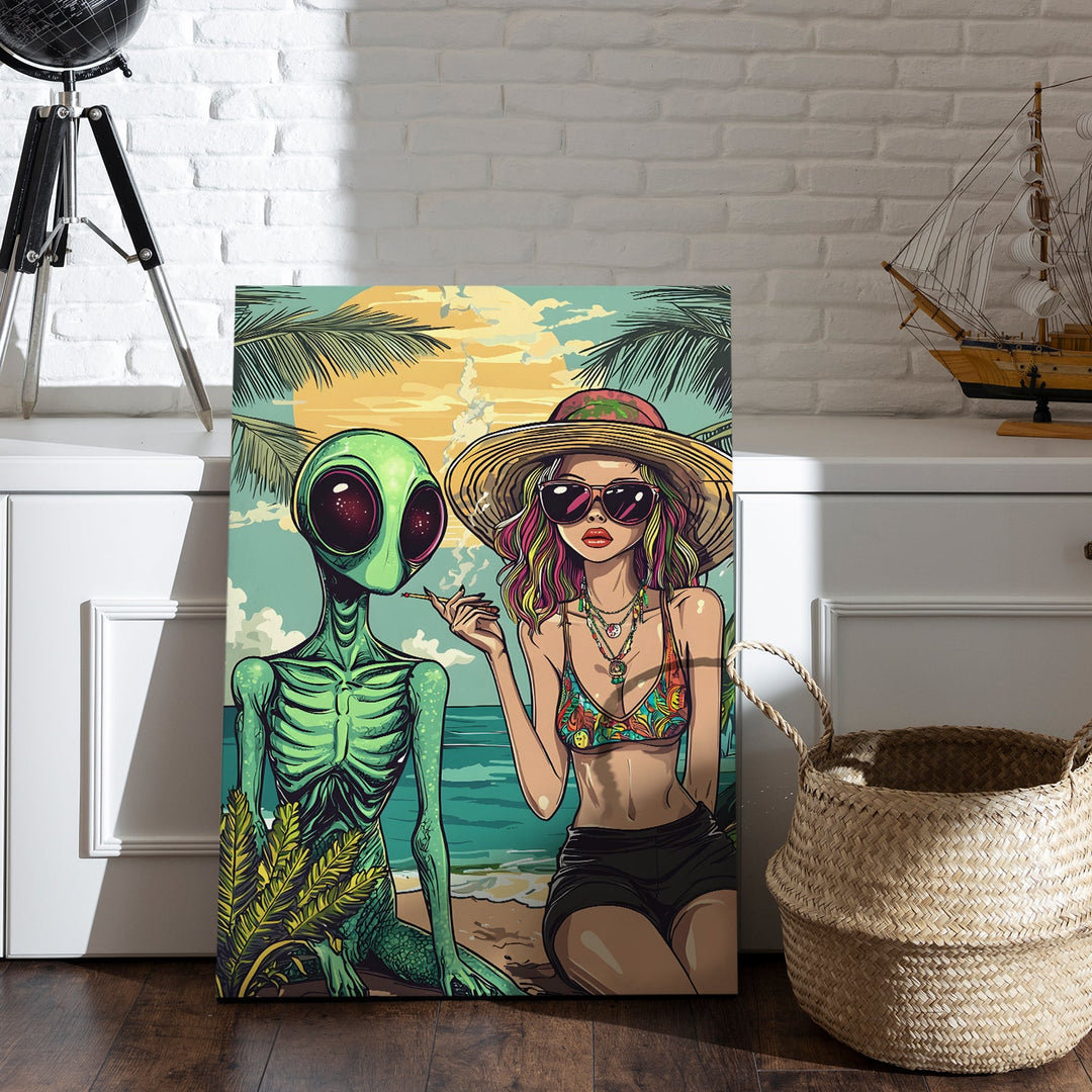 Intergalactic Summer Wall Art Painting, HD Canvas Print, Framed, Ready to Hang. (POMWA85)