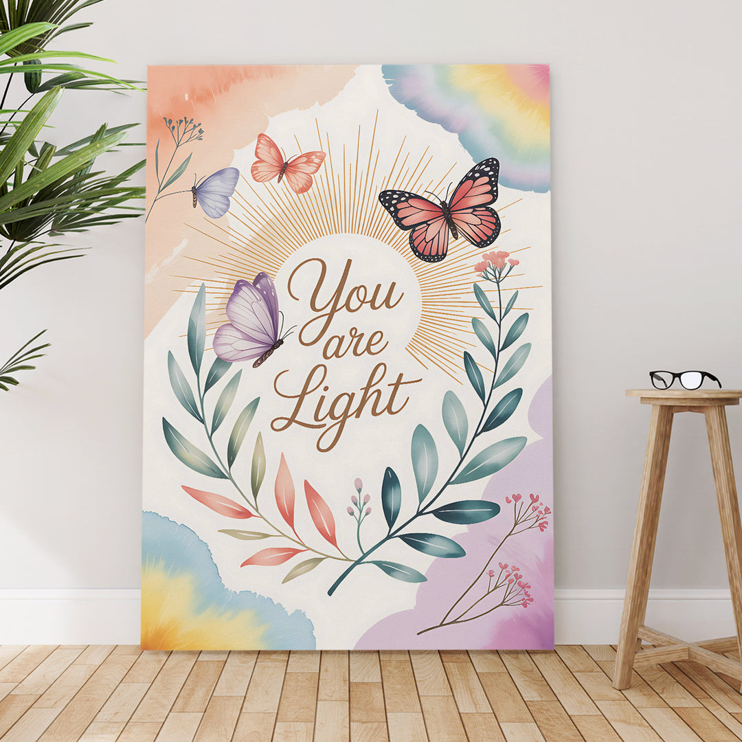 "You Are Light" Boho Motivational Wrapped Canvas HD Print (BOHO_WA_038)