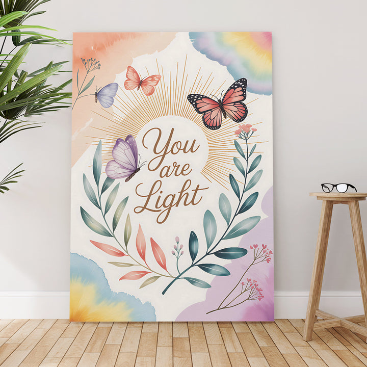 "You Are Light" Boho Motivational Wrapped Canvas HD Print (BOHO_WA_038)