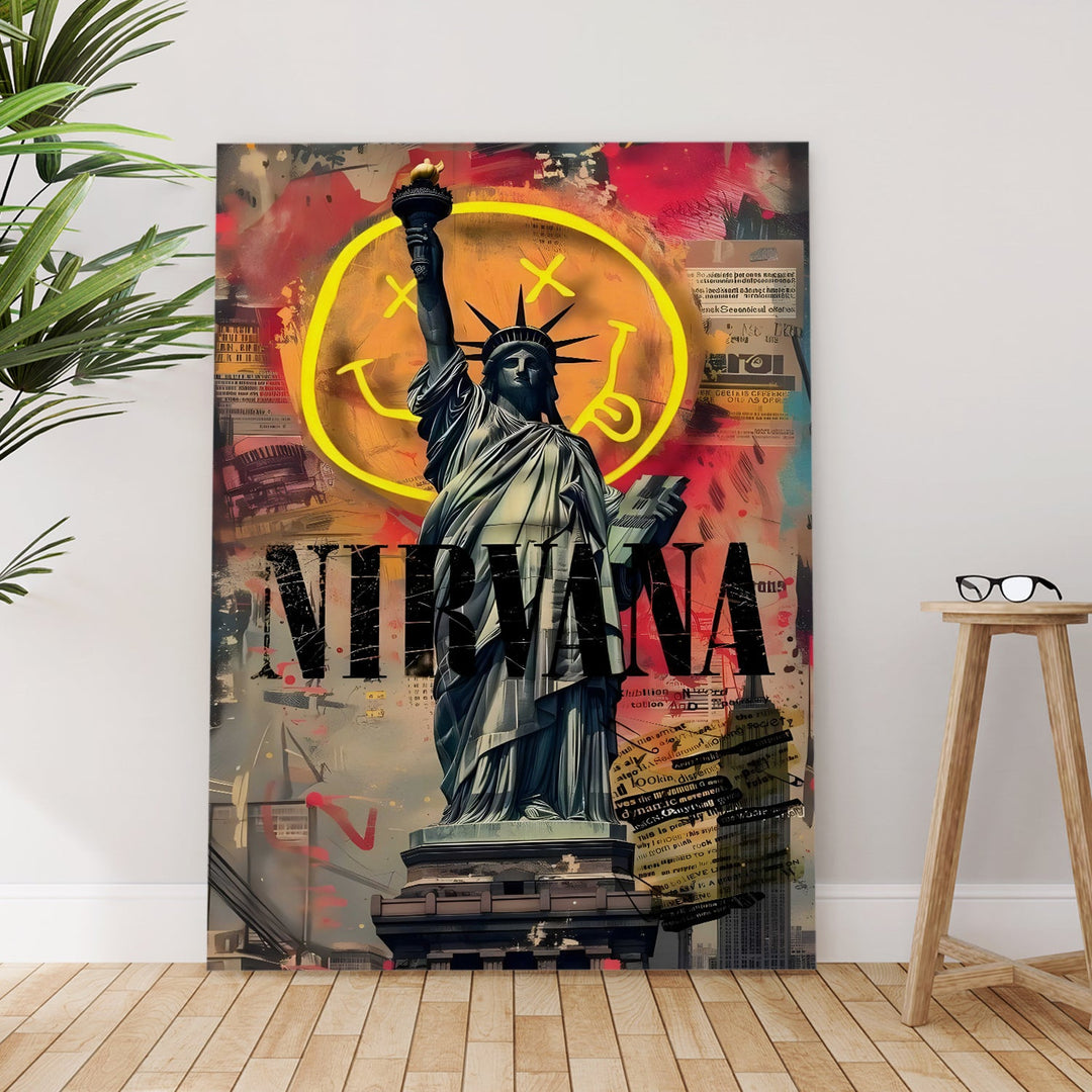 Grunge Liberty Wall Art Painting, HD Canvas Print, Framed, Ready to Hang. (POMWA267)
