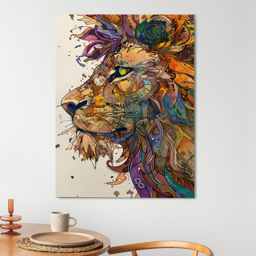 Regal Roar Wall Art Painting, HD Canvas Print, Framed, Ready to Hang. (MABWA120)