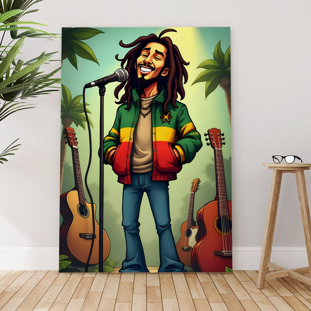 Reggae Soul – Cartoon Pop Wall Art Painting, HD Canvas Print, Framed, Ready to Hang. (POMWA318)