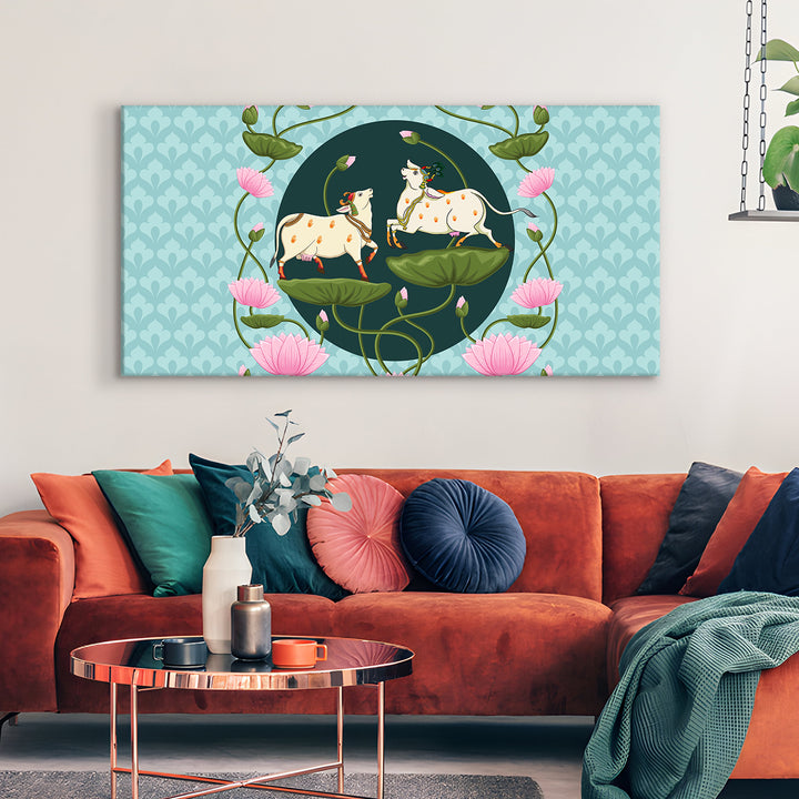 Indian Traditional Pichwai Wall Art Canvas Painting for Home Decor (PICHWA11)