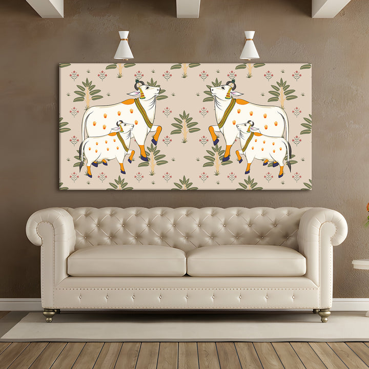 Indian Traditional Pichwai Wall Art Canvas Painting for Home Decor (PICHWA15)
