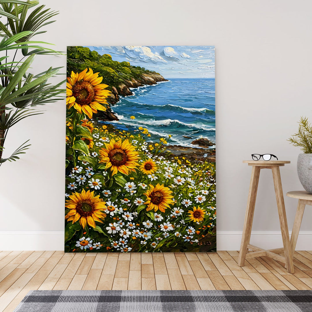 Vibrant Ocean Bloom Wall Art Painting, HD Canvas Print, Framed, Ready to Hang. (FLWA53)