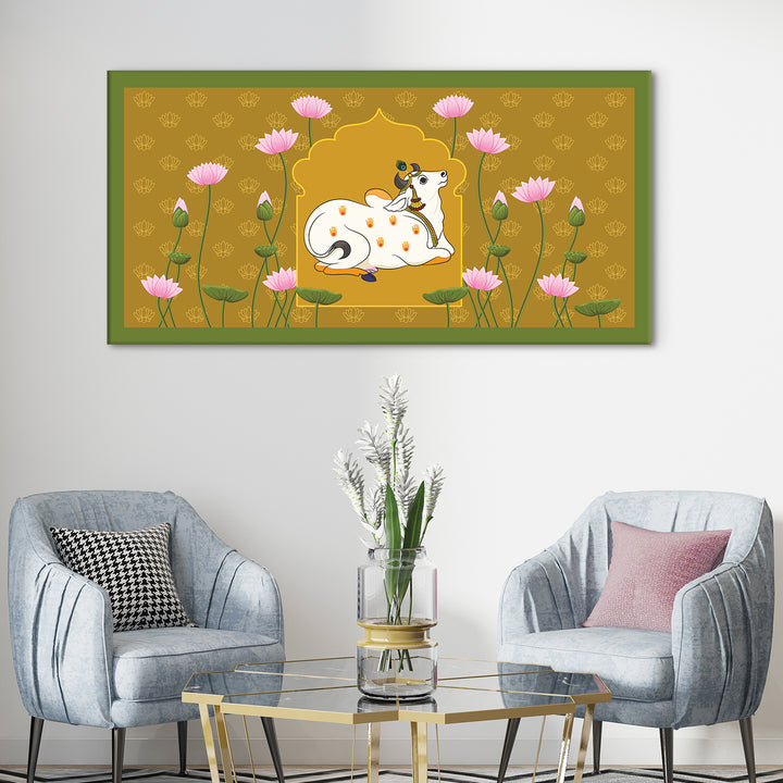Indian Traditional Pichwai Wall Art Canvas Painting for Home Decor (PICHWA14)