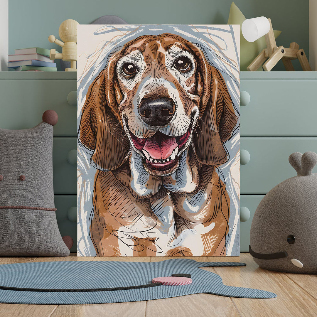 Heartfelt Hound Wall Art Painting, HD Canvas Print, Framed, Ready to Hang. (STOWA109)