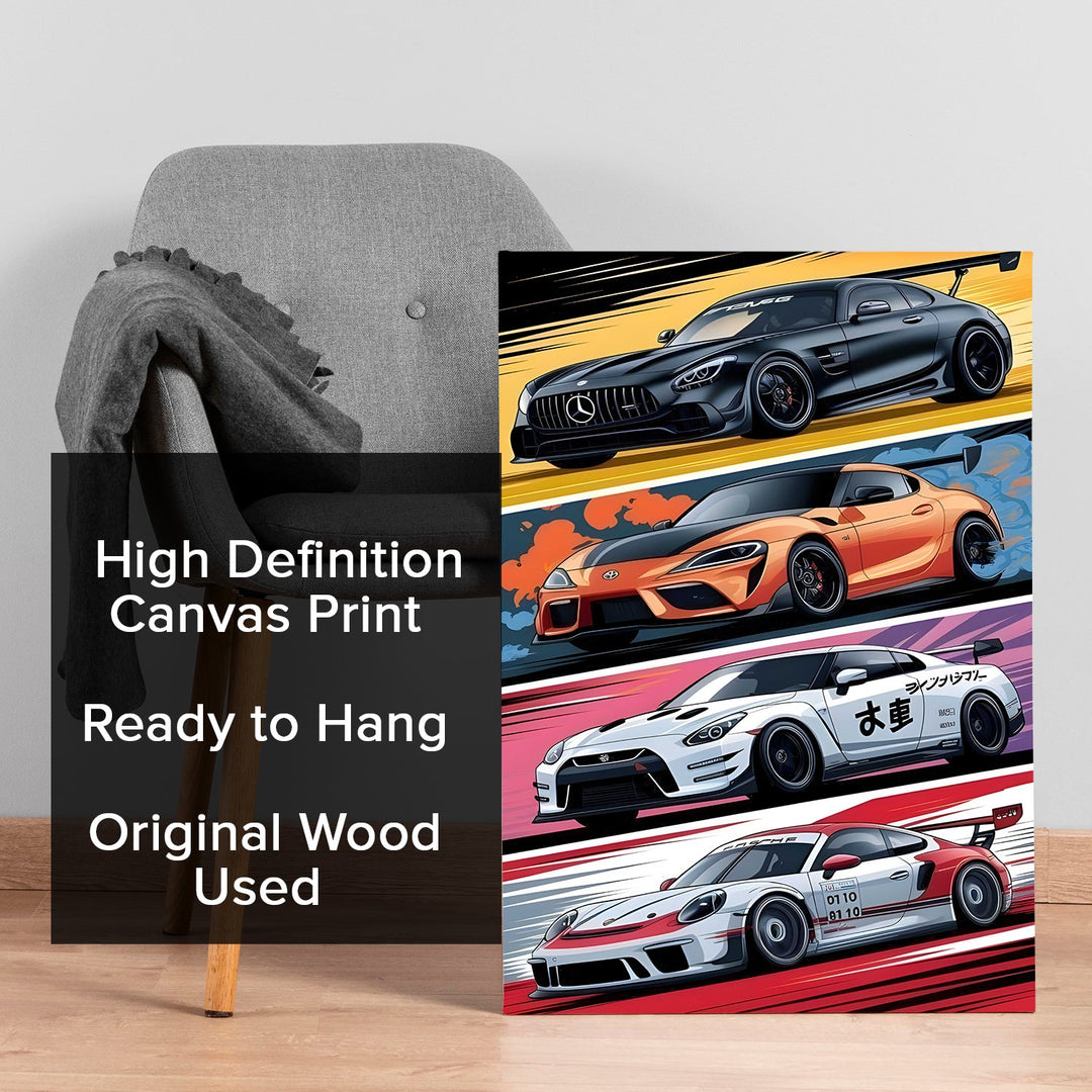 Turbocharged Icons Wall Art Painting, HD Canvas Print, Framed, Ready to Hang. (POMWA209)