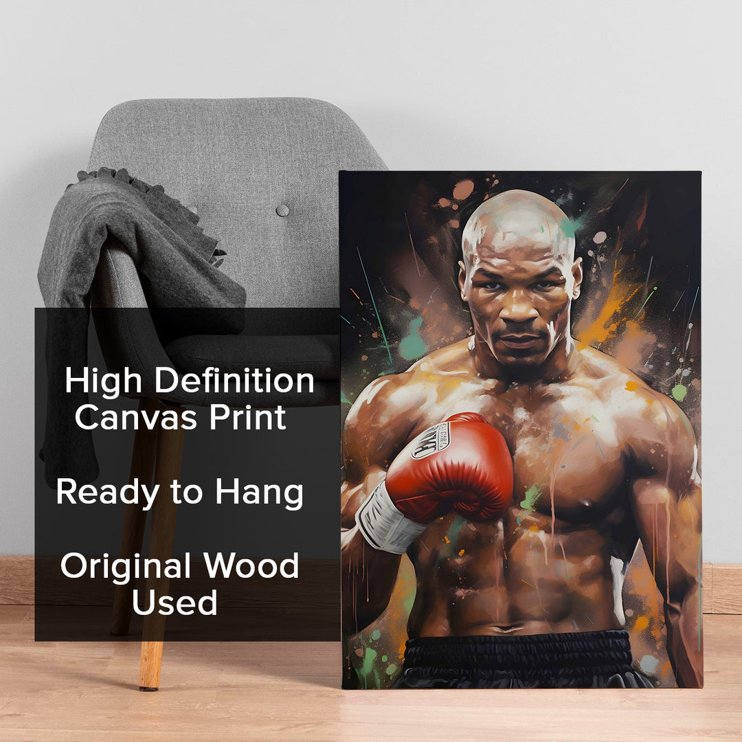 Boxing Legend - Powerful Portrait of a Fighter with Red Gloves Wall Art, HD Canvas Print, Framed, Ready to Hang. (POMWA344)