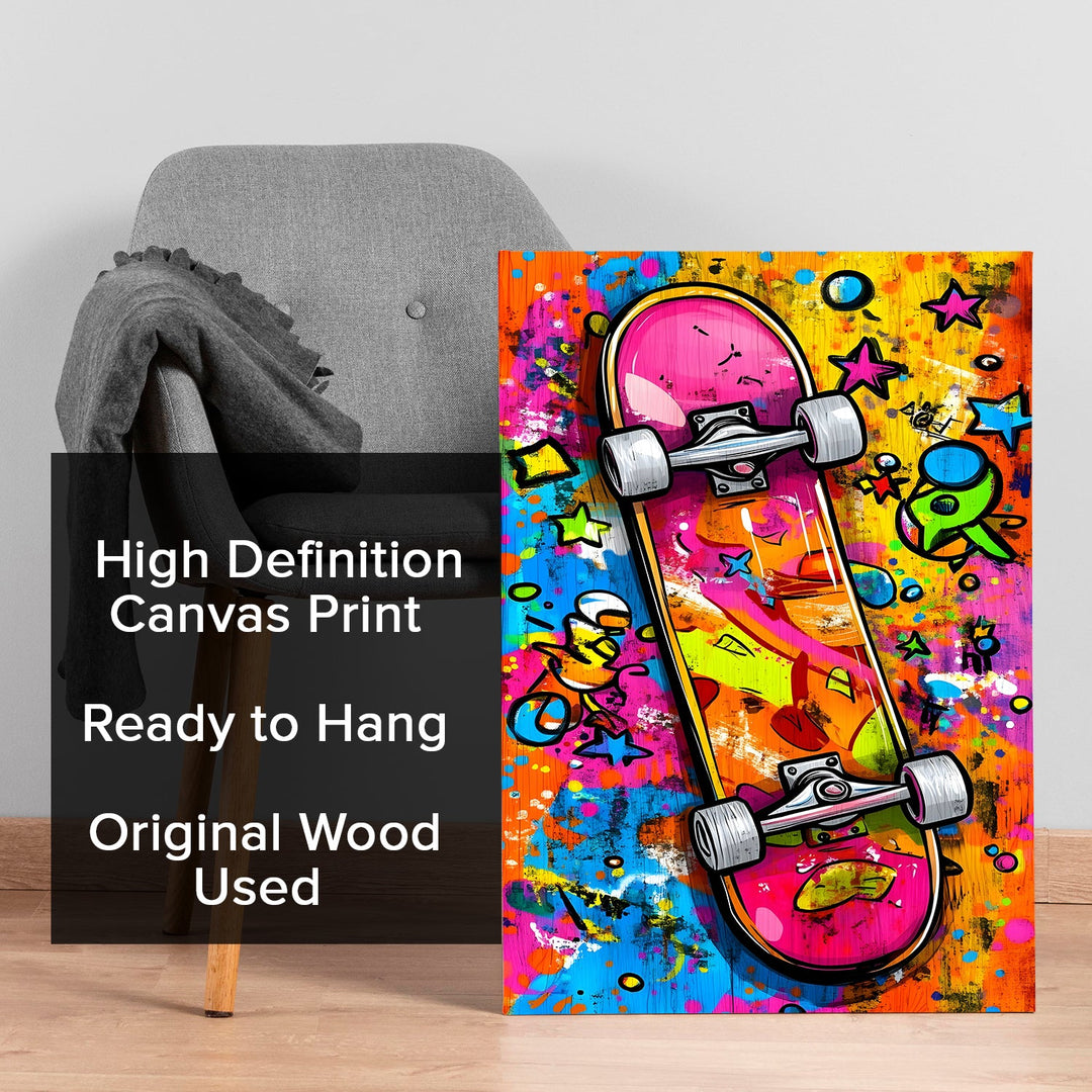 Spray & Skate Wall Art Painting, HD Canvas Print, Framed, Ready to Hang. (POMWA273)