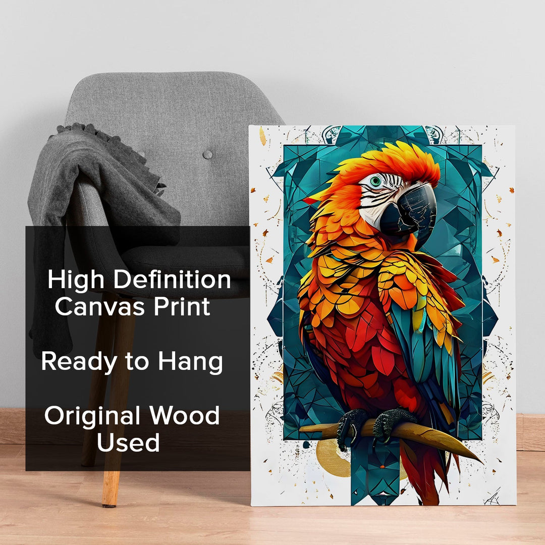 Parrot Prism Wall Art Painting, HD Canvas Print, Framed, Ready to Hang. (POMWA309)