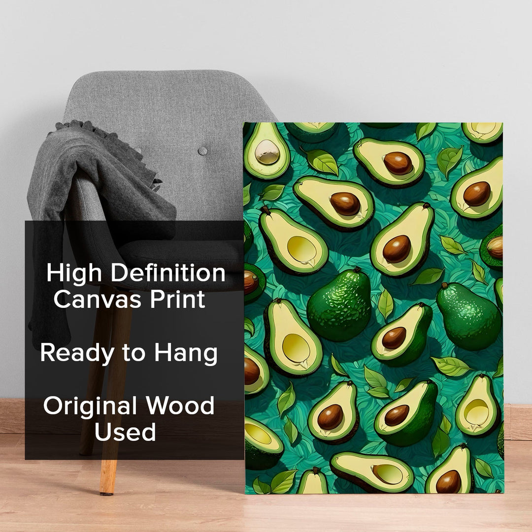 Avocado Love – Vibrant Kitchen Wall Art, HD Canvas Print, Framed, Ready to Hang. (POMWA328)