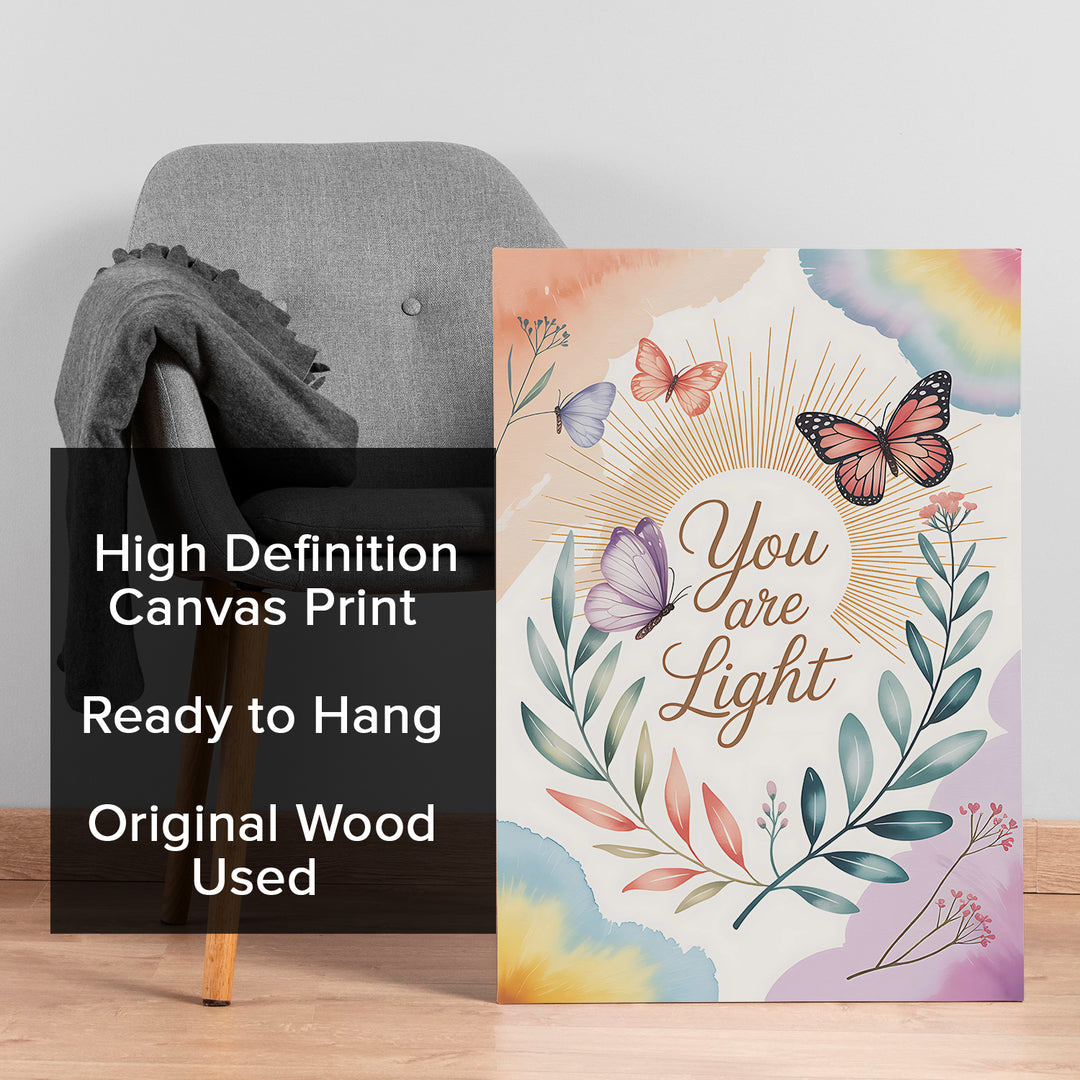 "You Are Light" Boho Motivational Wrapped Canvas HD Print (BOHO_WA_038)