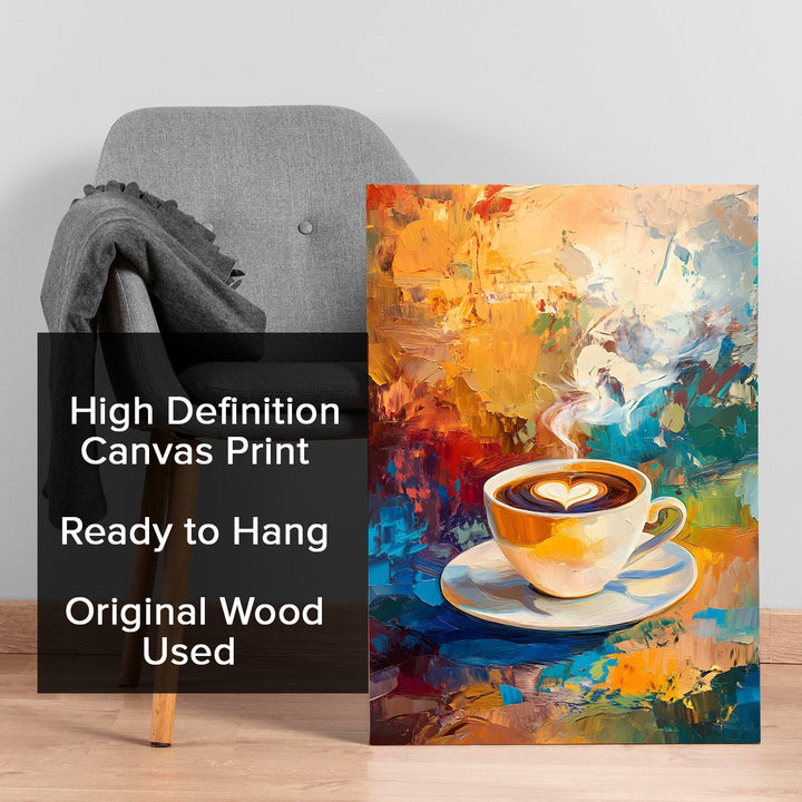 Latte Whispers Wall Art Painting, HD Canvas Print, Framed, Ready to Hang. (KTCWA64)