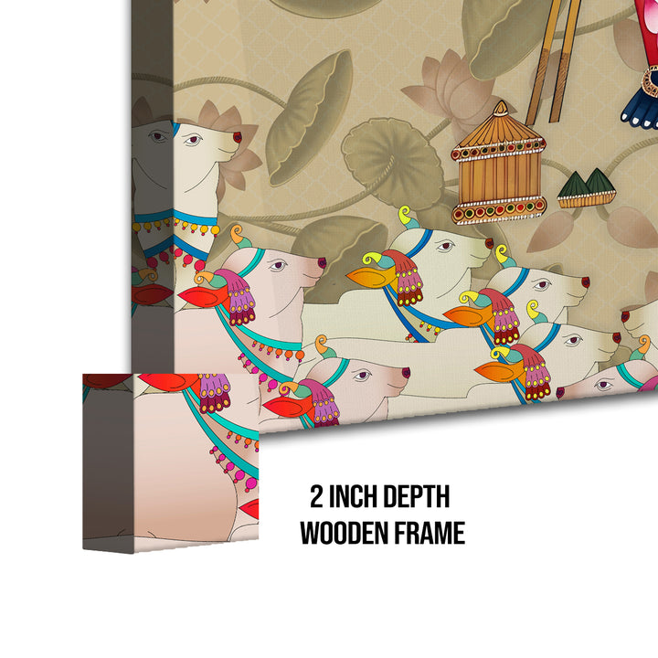 Shreenathji Pichwai Wall Art | HD Canvas Print | Ready to Hang | Wall Art for Temple, living room, Hallway | Size: 36 inch X 48 inch (SHNAWA06)