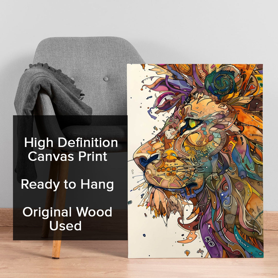 Regal Roar Wall Art Painting, HD Canvas Print, Framed, Ready to Hang. (MABWA120)