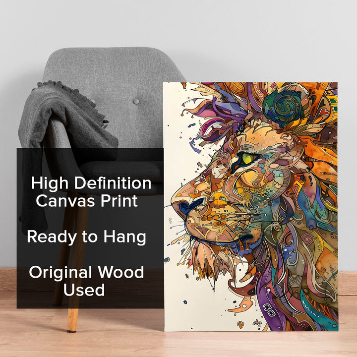 Regal Roar Wall Art Painting, HD Canvas Print, Framed, Ready to Hang. (MABWA120)