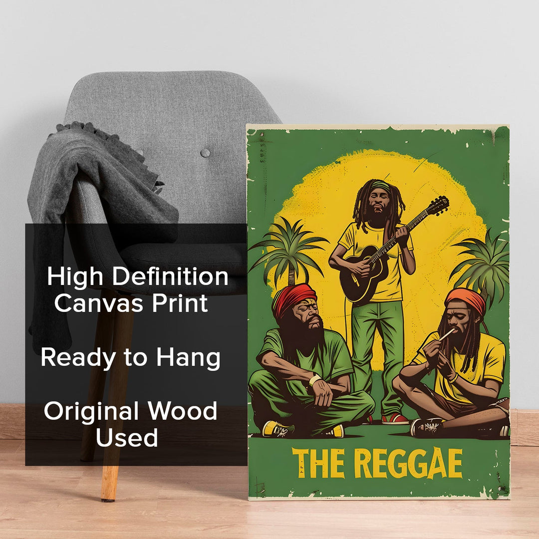 The Reggae Vibe – Retro Poster Style Wall Art, HD Canvas Print, Framed, Ready to Hang. (POMWA333)