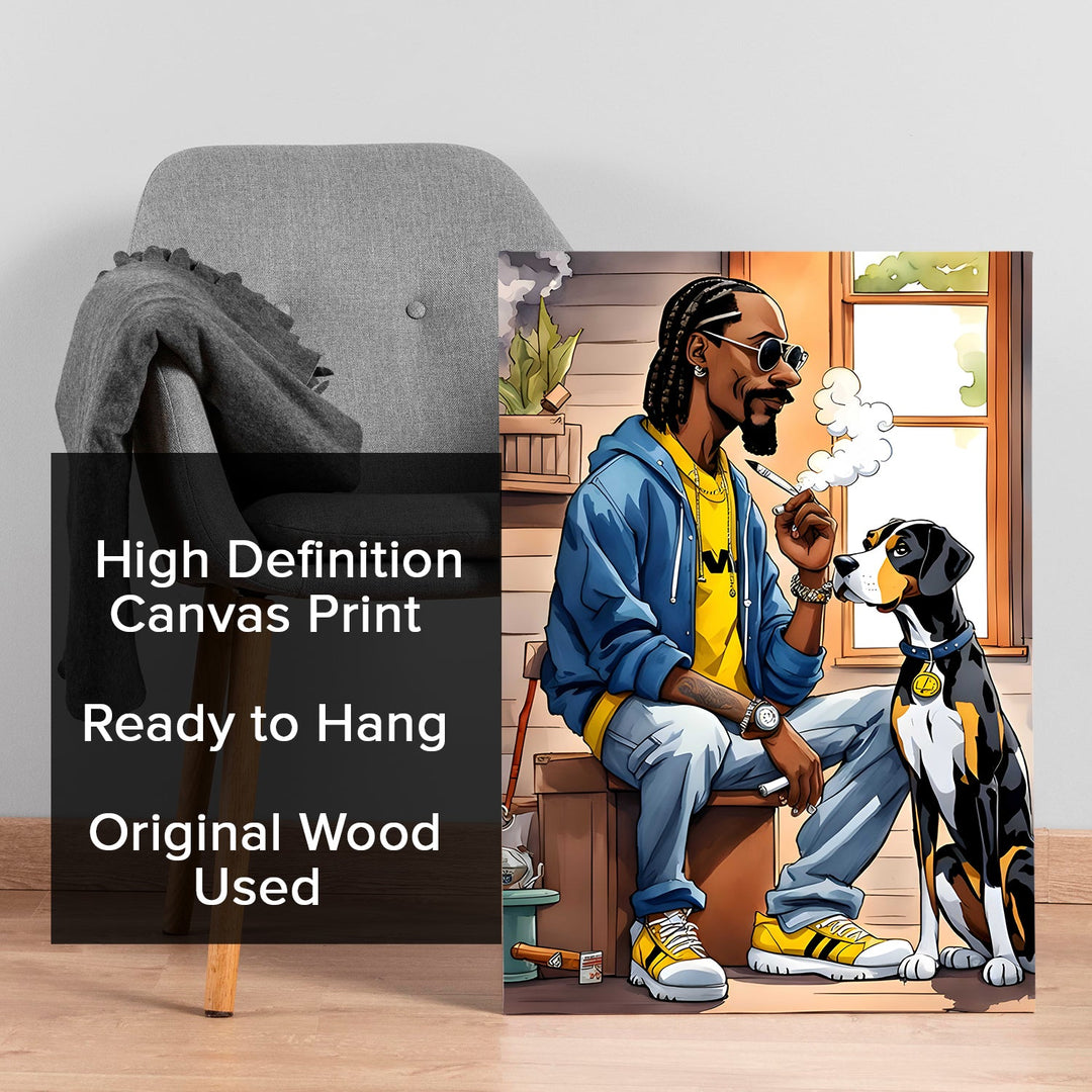 Chronic Vibes & Canine Ties Wall Art Painting, HD Canvas Print, Framed, Ready to Hang. (POMWA302)