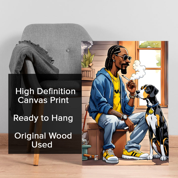 Chronic Vibes & Canine Ties Wall Art Painting, HD Canvas Print, Framed, Ready to Hang. (POMWA302)