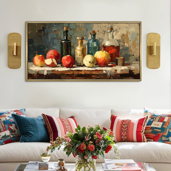 European Kitchen Wall Art, HD Canvas Print, Golden Floater Framed, Ready to Hang, (24 In x 48 In). (EURP-WA-07)