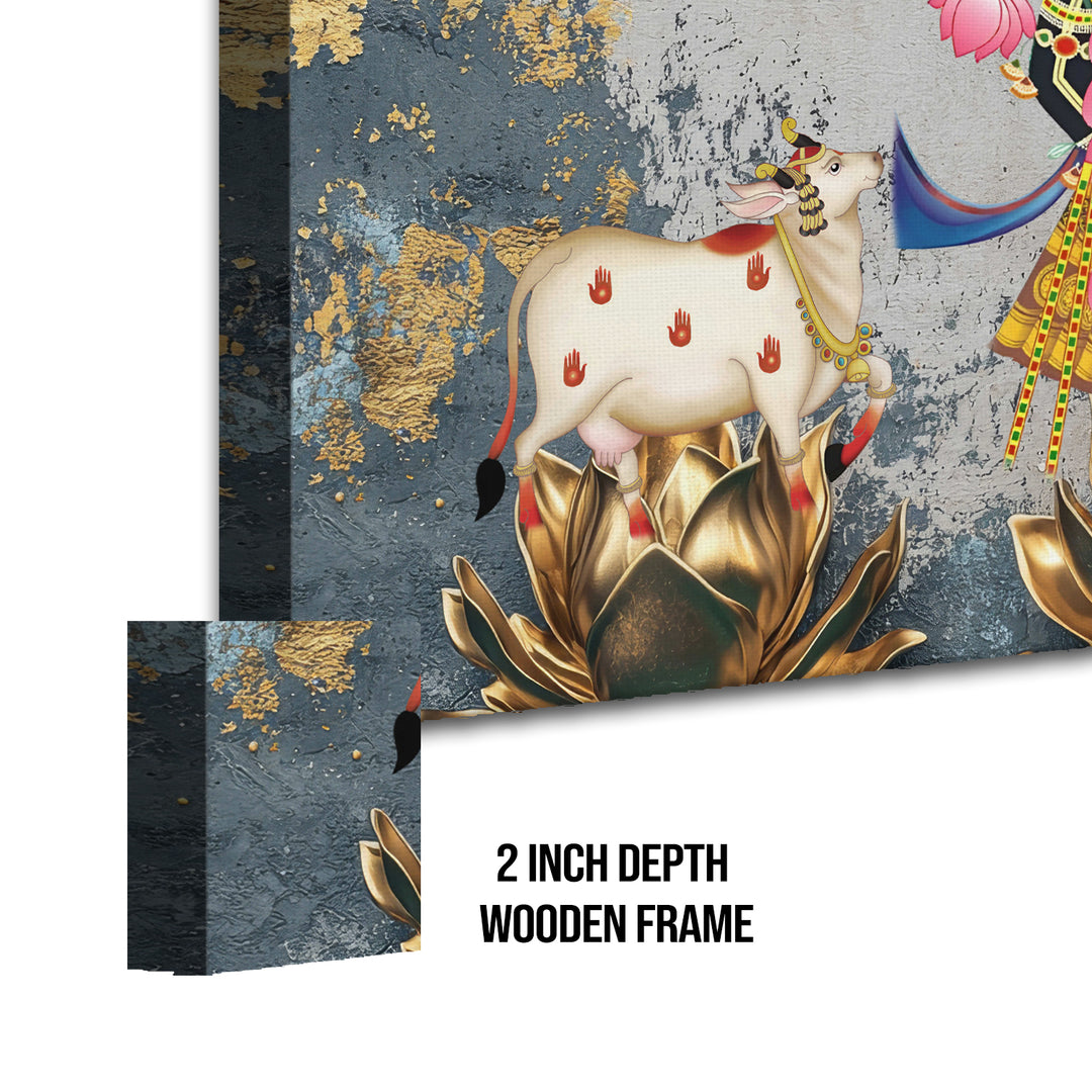 Indian Traditional Pichwai Wall Art Canvas Painting for Home Decor (PICHWA16)
