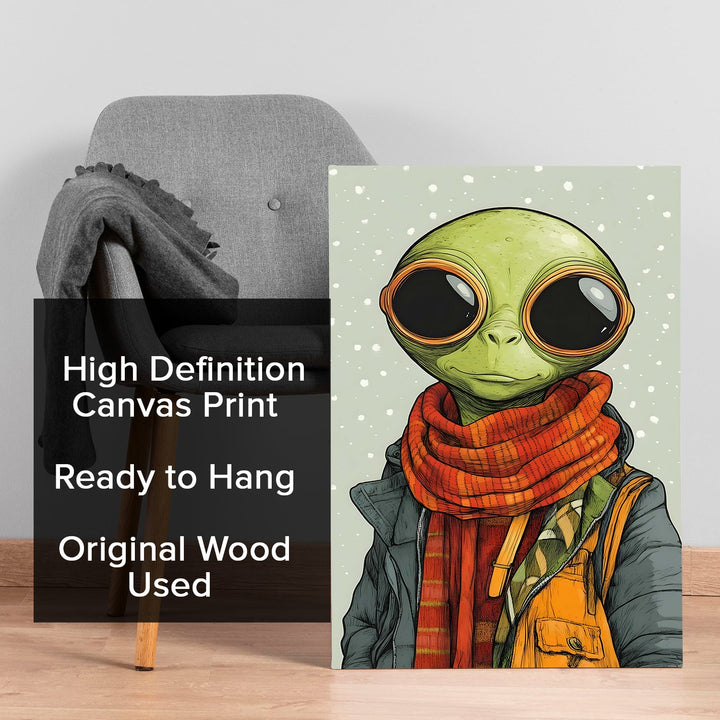 Alien Hipster Diaries Wall Art Painting, HD Canvas Print, Framed, Ready to Hang. (POMWA304)