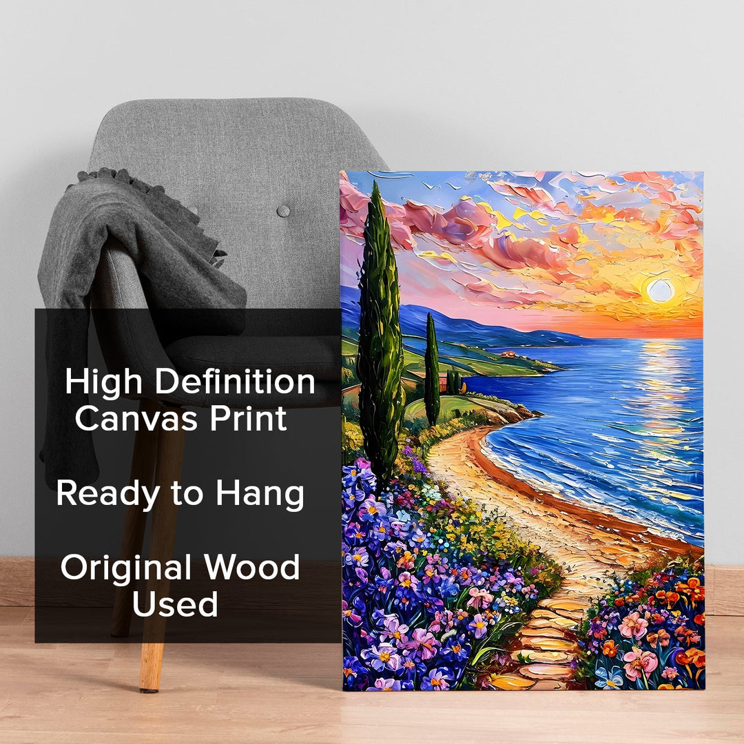 Blooming Coastline Wall Art Painting, HD Canvas Print, Framed, Ready to Hang. (POMWA25)