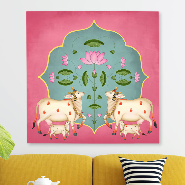 Indian Traditional Pichwai Wall Art Canvas Painting for Home Decor (PICHWA27)