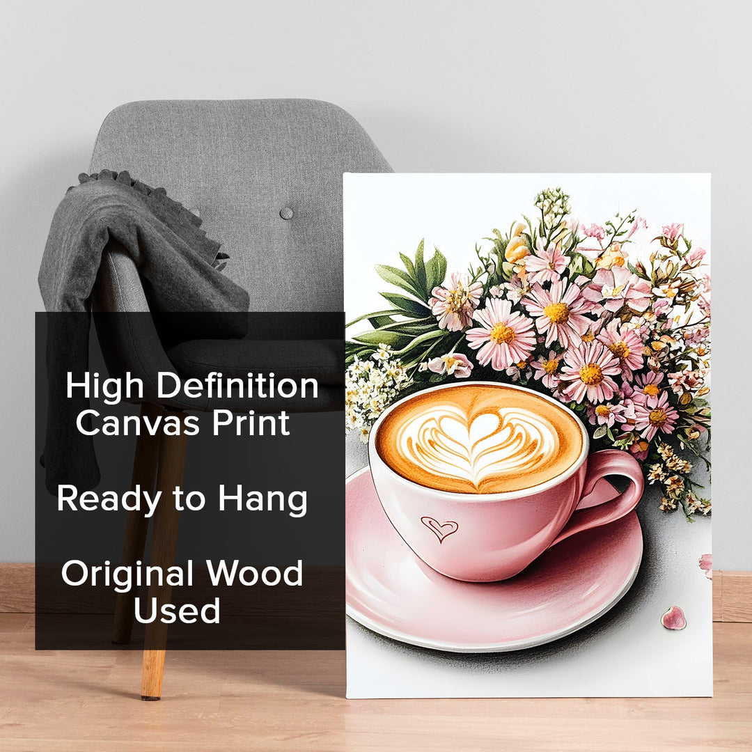 Blush Café Elegance Wall Art Painting, HD Canvas Print, Framed, Ready to Hang. (KTCWA70)