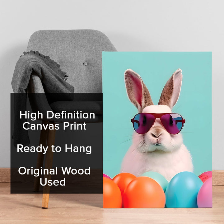 Cool Bunny Vibes Wall Art Painting, HD Canvas Print, Framed, Ready to Hang. (POMWA162)