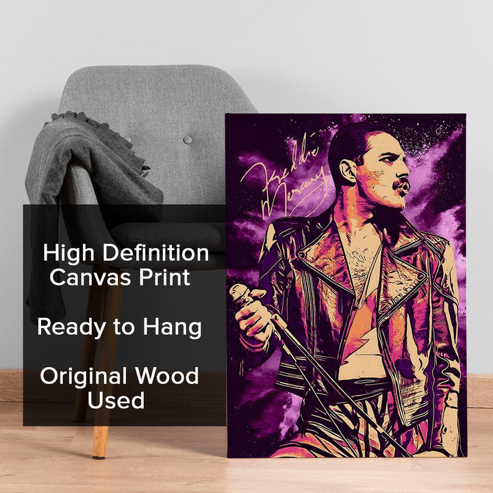 Freddie Mercury Pop Wall Art, HD Canvas Print, Framed, Ready to Hang. (POMWA343)
