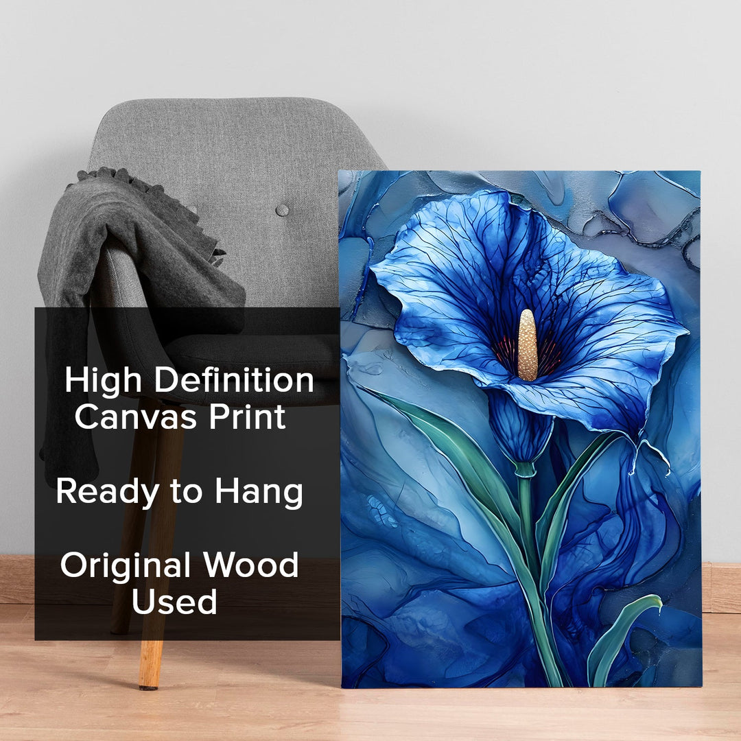 Ethereal Blue Blossom Wall Art Painting, HD Canvas Print, Framed, Ready to Hang. (POMWA74)