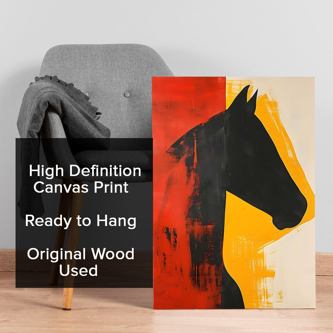 Abstract Stallion Wall Art Painting, HD Canvas Print, Framed, Ready to Hang. (ABMWA119)