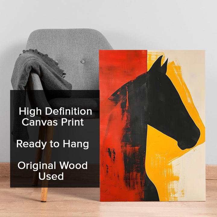 Abstract Stallion Wall Art Painting, HD Canvas Print, Framed, Ready to Hang. (ABMWA119)