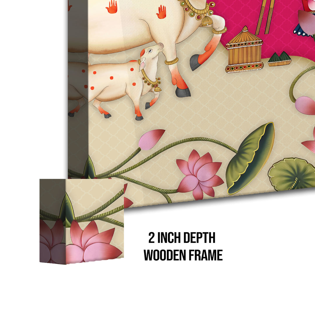 Shreenathji Pichwai Wall Art | HD Canvas Print | Ready to Hang | Wall Art for Temple, living room, Hallway | Size: 36 inch X 48 inch (SHNAWA07)