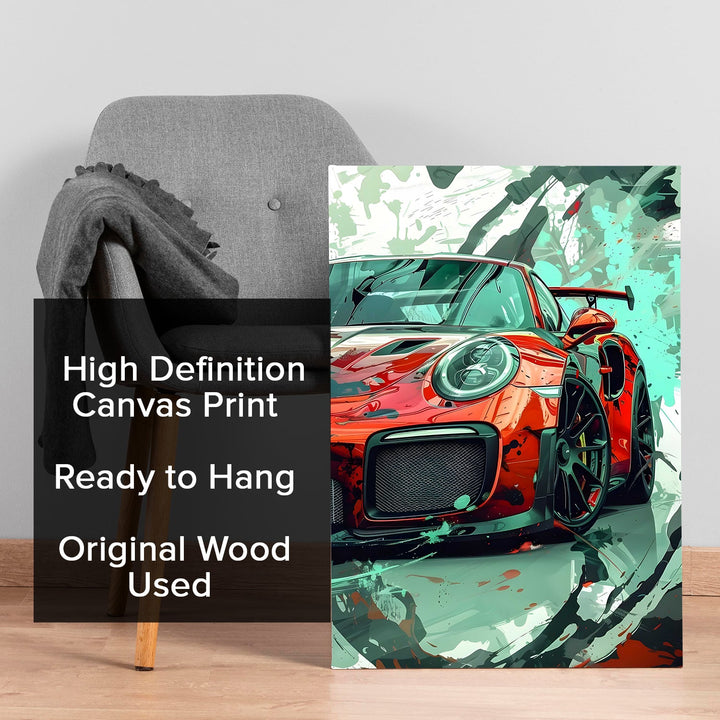 Crimson Drive Wall Art Painting, HD Canvas Print, Framed, Ready to Hang. (POMWA215)