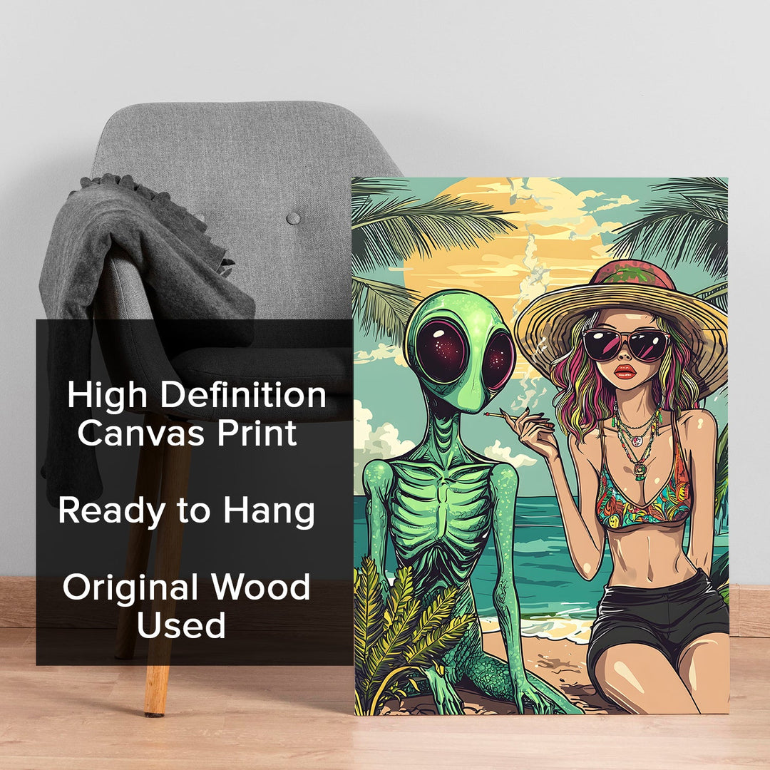 Intergalactic Summer Wall Art Painting, HD Canvas Print, Framed, Ready to Hang. (POMWA85)