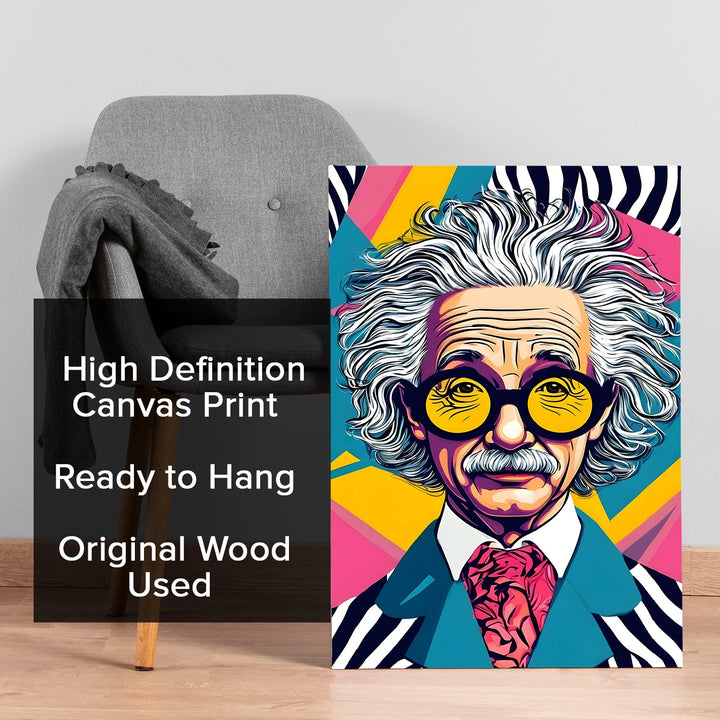 Einstein Unplugged Wall Art Painting, HD Canvas Print, Framed, Ready to Hang. (POMWA276)