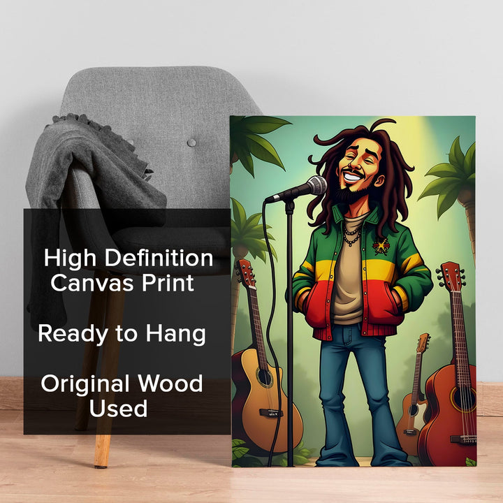 Reggae Soul – Cartoon Pop Wall Art Painting, HD Canvas Print, Framed, Ready to Hang. (POMWA318)