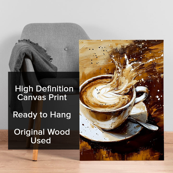Cappuccino Chaos Wall Art Painting, HD Canvas Print, Framed, Ready to Hang. (KTCWA69)